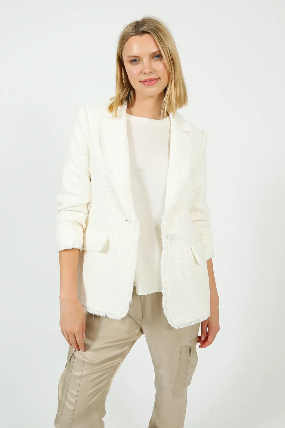 Cinq A Sept 5A7 Boucle Khloe Blazer in Gardenia