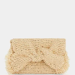 Anya Hindmarch AH Bow Clutch in Natural Raffia