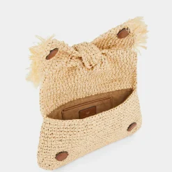 Anya Hindmarch AH Bow Clutch in Natural Raffia