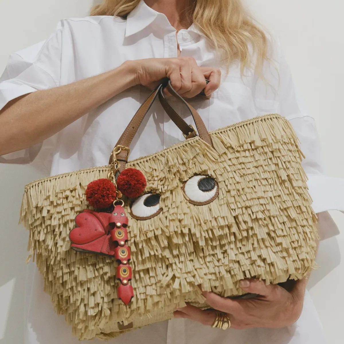 Anya Hindmarch AH E/W Shag Eyes in Natural