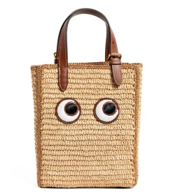Anya Hindmarch AH N/S Tote in Mini Eyes in Natural Raffia