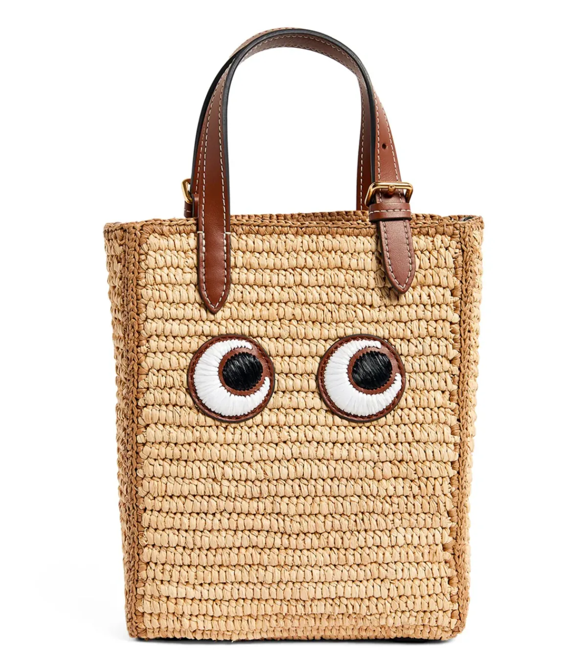 Anya Hindmarch AH N/S Tote in Mini Eyes in Natural Raffia