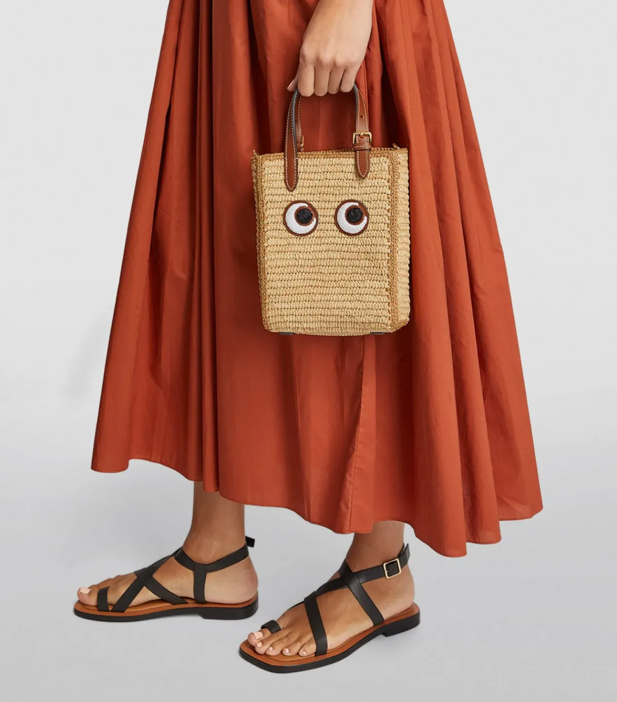 Anya Hindmarch AH N/S Tote in Mini Eyes in Natural Raffia