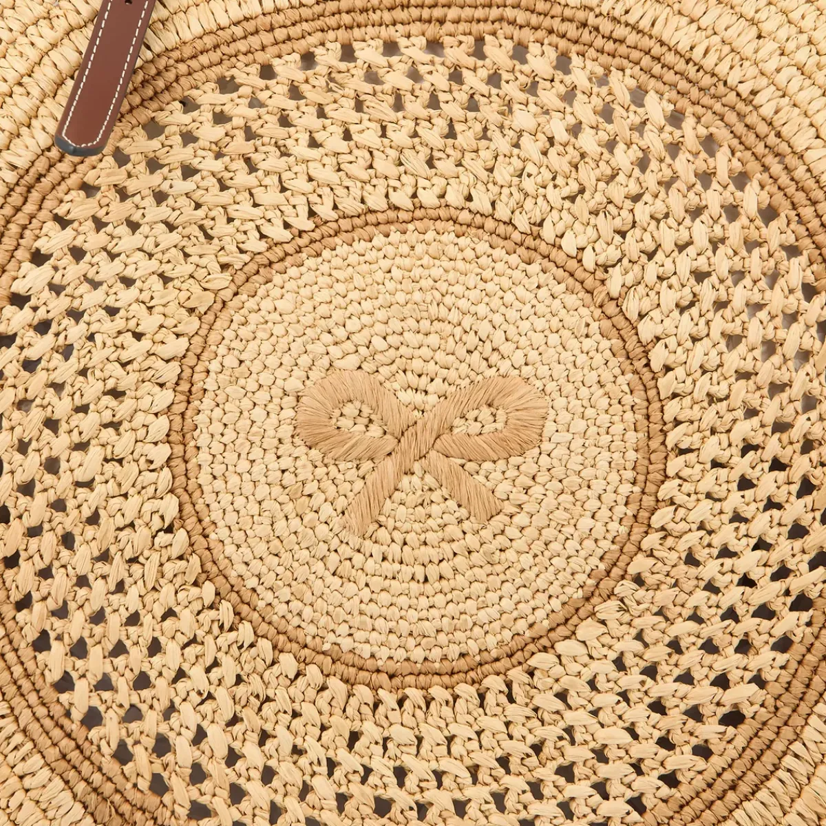 Anya Hindmarch AH Round Bow Tote in Natural Raffia