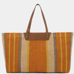 Anya Hindmarch AH Striped Jute E/W Tote in Orange Multi