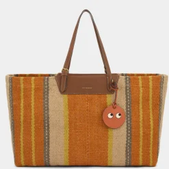 Anya Hindmarch AH Striped Jute E/W Tote in Orange Multi