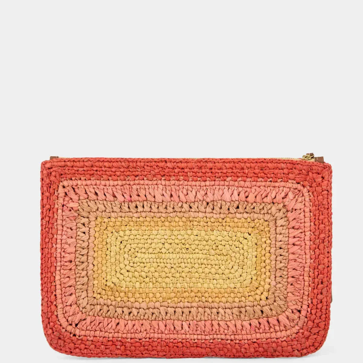 Anya Hindmarch AH Tassel Bow Clutch in Orange Multi Raffia
