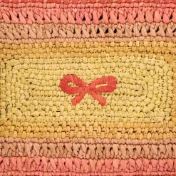 Anya Hindmarch AH Tassel Bow Clutch in Orange Multi Raffia