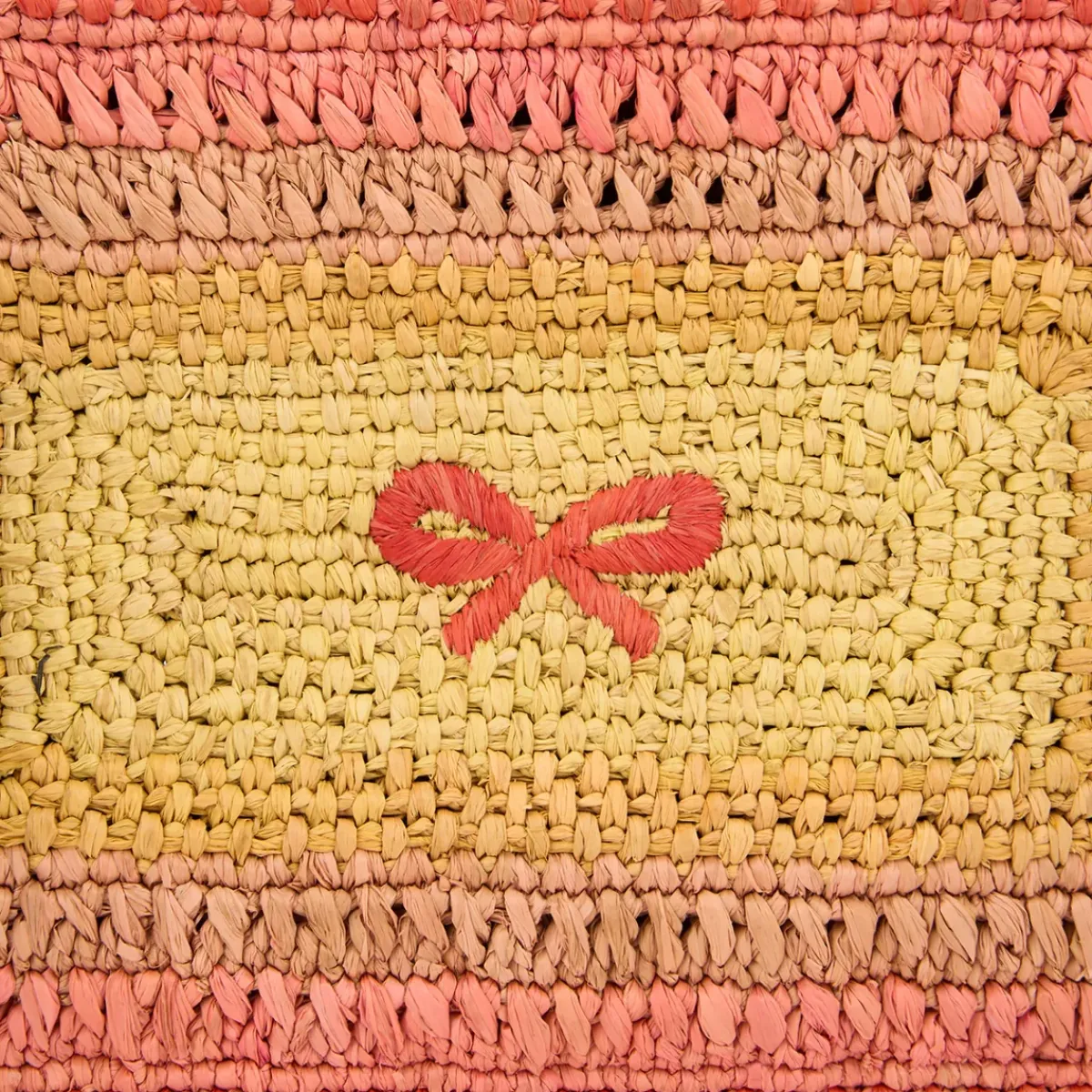 Anya Hindmarch AH Tassel Bow Clutch in Orange Multi Raffia