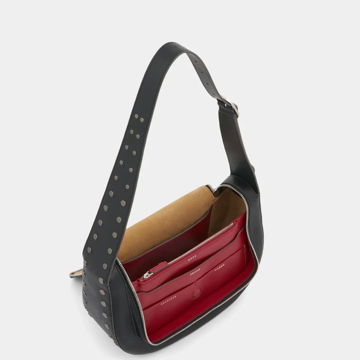 Anya Hindmarch AH Vere New Shoulder Bag with Studs in Black