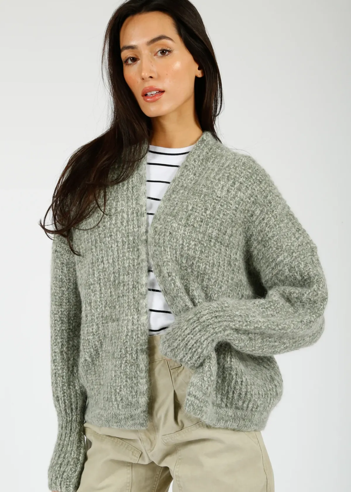 American Vintage AV East 19 Open Cardigan in Tortue Melange