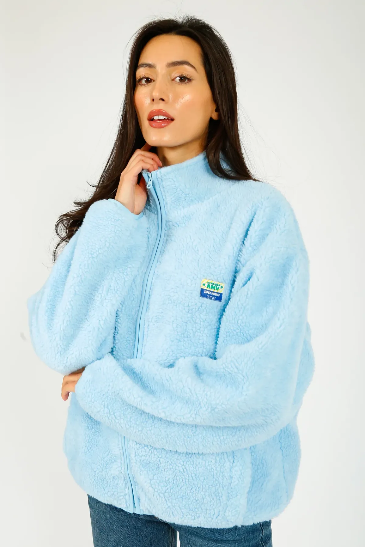 American Vintage AV Hoki Fleece Jacket in Polar Blue