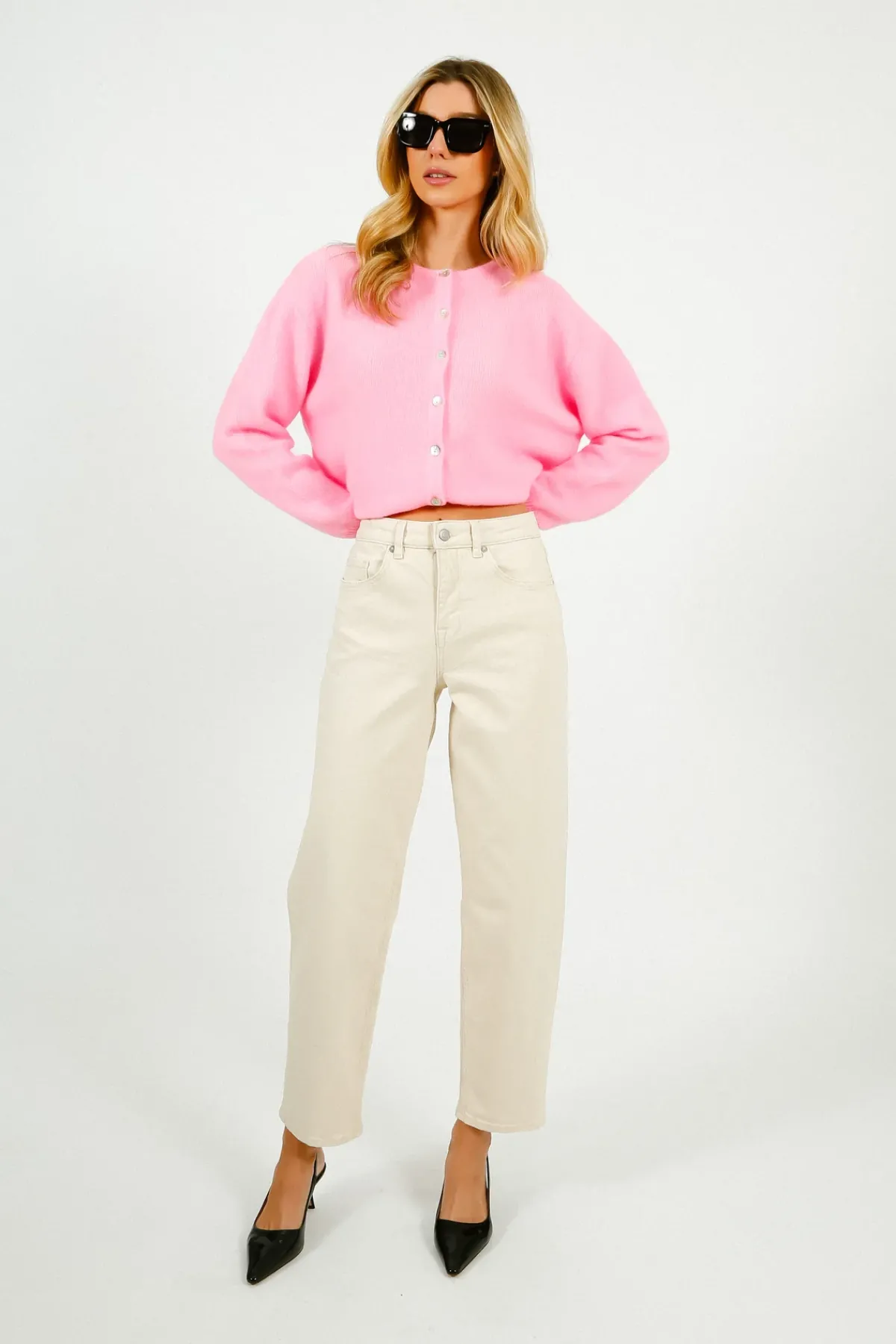 American Vintage AV Vitow Knit Cardi in Rose Chine