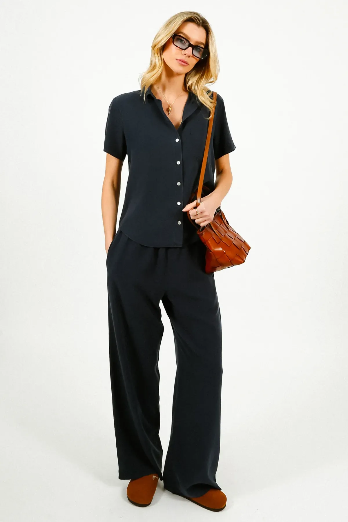 Bella Dahl BD Smocked Waist Wide Leg in Endless Sea