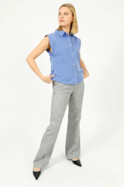 Bella Freud BF Slim Kim Linen Trouser in Dappled Grey