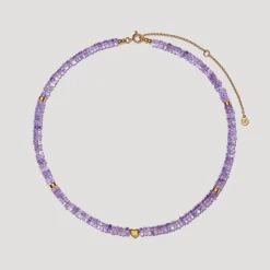 Bon Bon Jewellery Club BON BON Amethyst Necklace with Gold Heart