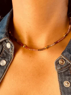 Bon Bon Jewellery Club BON BON Mixed Spinel Necklace with Gold Hearts