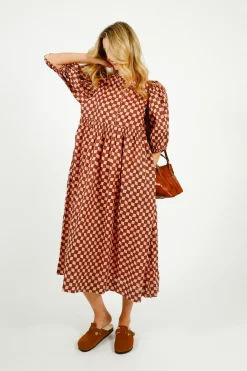 Bonte Briony Dress in Brown, Pink