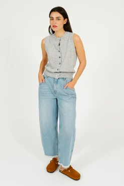 Colorush C-RUSH Stevie Button Up Tank in Fluffy Grey