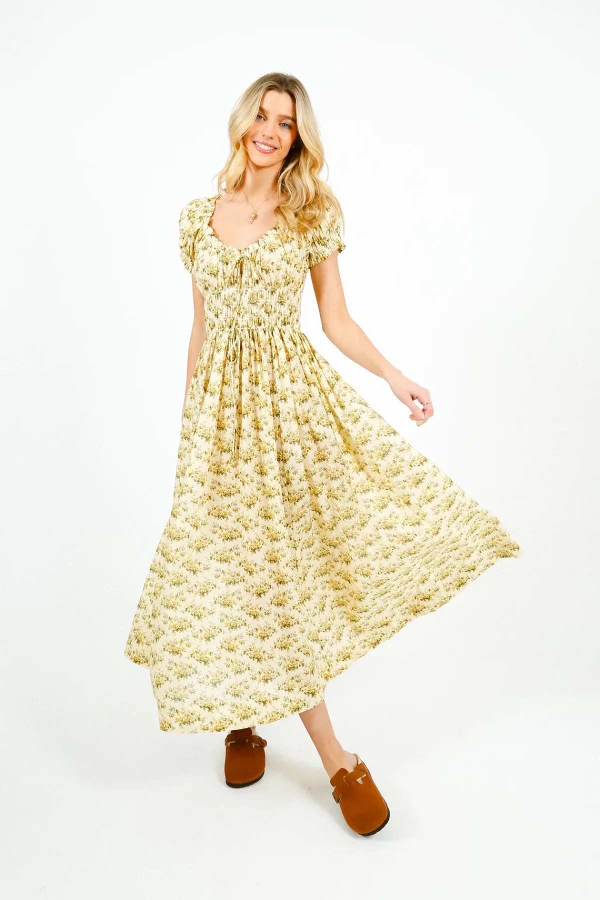 Doen Ashlynn Dress in Citron Rosier Floral