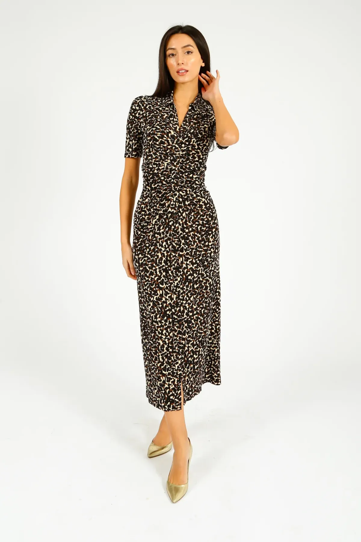 Diane Von Furstenberg DVF Zoey Dress in Camo Leopard