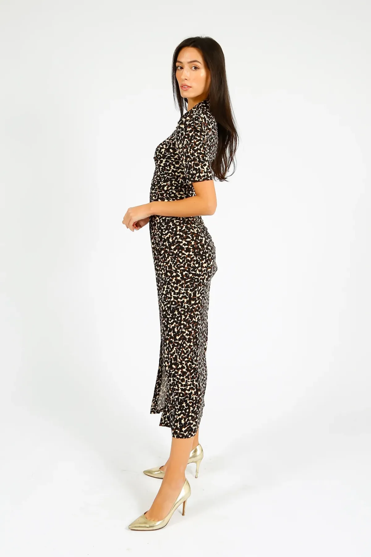 Diane Von Furstenberg DVF Zoey Dress in Camo Leopard