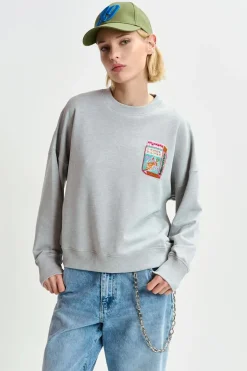 Essentiel Antwerp EA Hallumettes Embroidered Sweat in Nimbus Cloud