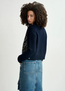 Essentiel Antwerp EA Halter Sequin Cardigan in Night Shade