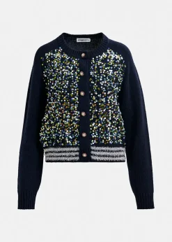 Essentiel Antwerp EA Halter Sequin Cardigan in Night Shade