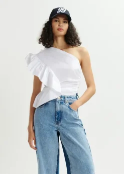Essentiel Antwerp EA Haven Asymmetric Ruffle Top in White