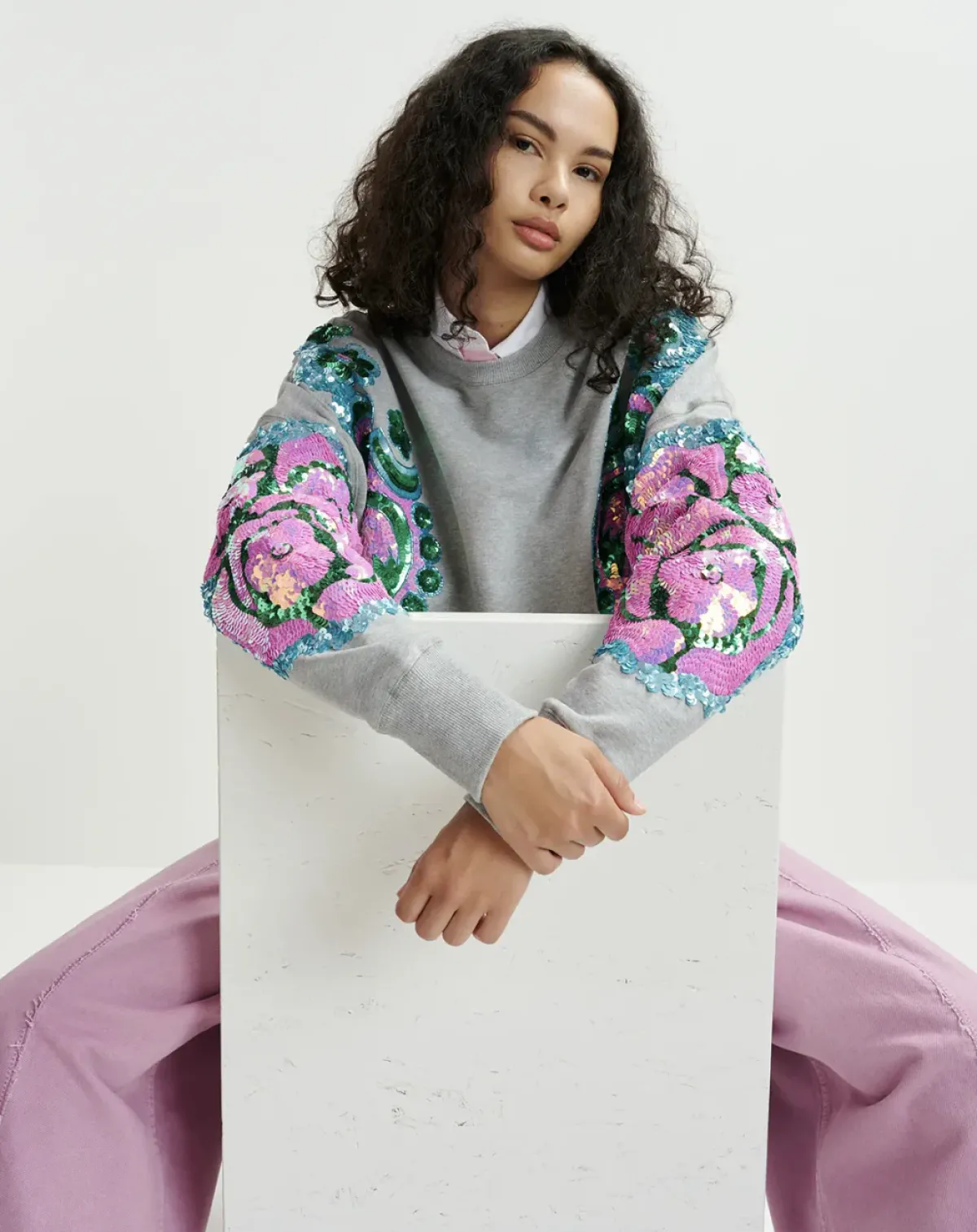 Essentiel Antwerp EA Hecrazy Embroidered Sweatshirt in Nimbus Cloud