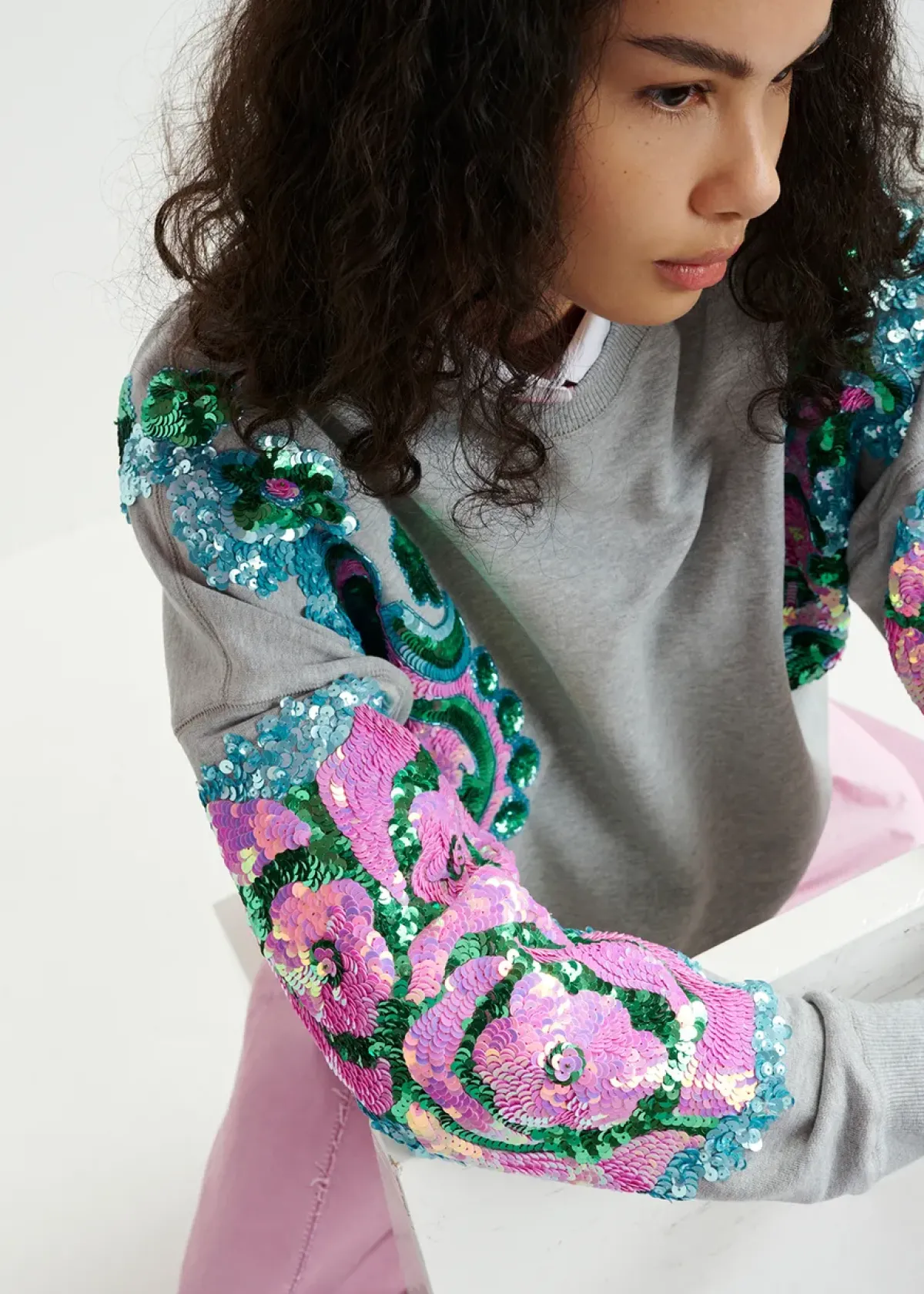 Essentiel Antwerp EA Hecrazy Embroidered Sweatshirt in Nimbus Cloud
