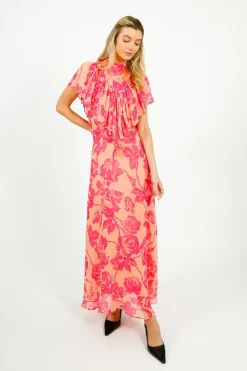 Essentiel Antwerp EA Honolulu Ruffle Midi Dress in Marzipani