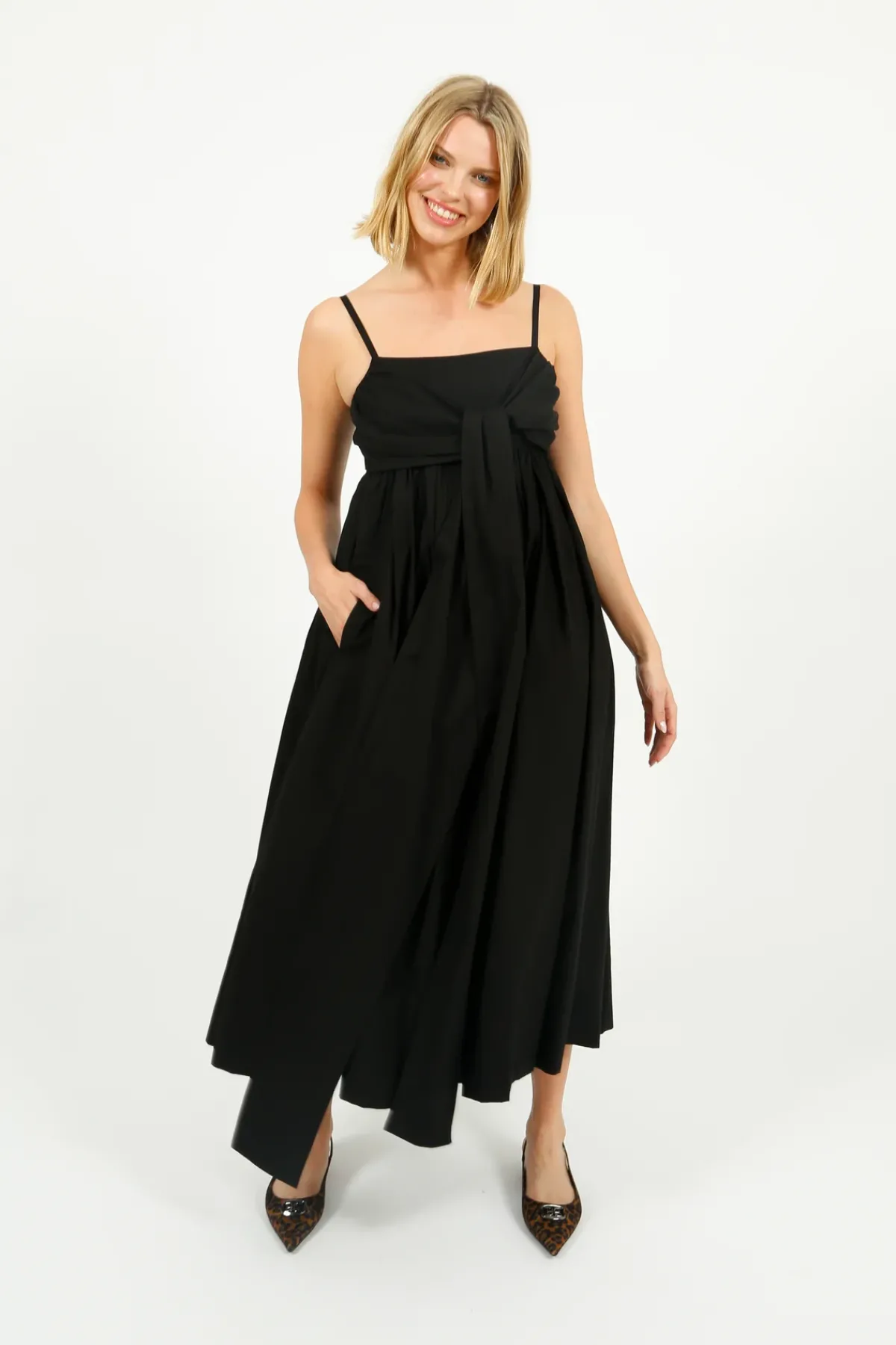Emin Paul EP DR3209 Tie Front Dress in Black