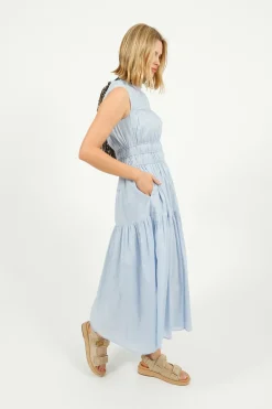 Emin Paul EP DR2605 Triple Gathered Dress in Sky