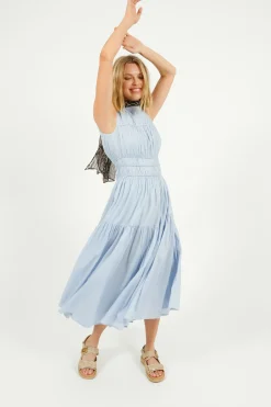 Emin Paul EP DR2605 Triple Gathered Dress in Sky