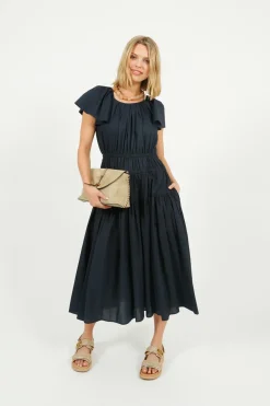 Emin Paul EP DR3405 Wide Shoulder Dress in Navy