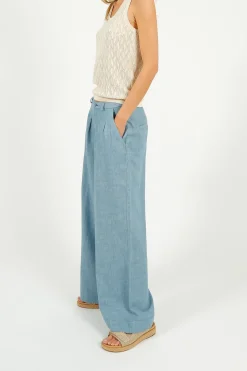Emile u0026 Ida Eu0026I Belinou Linen Trousers in Blue