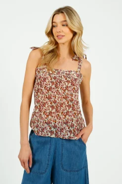Emile u0026 Ida Eu0026I Bou Tie Cami in Pink Forget Me Not
