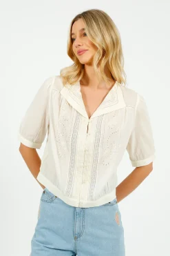 Emile u0026 Ida Eu0026I Brunelle Blouse in Ecru