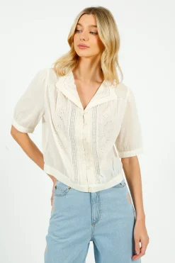 Emile u0026 Ida Eu0026I Brunelle Blouse in Ecru
