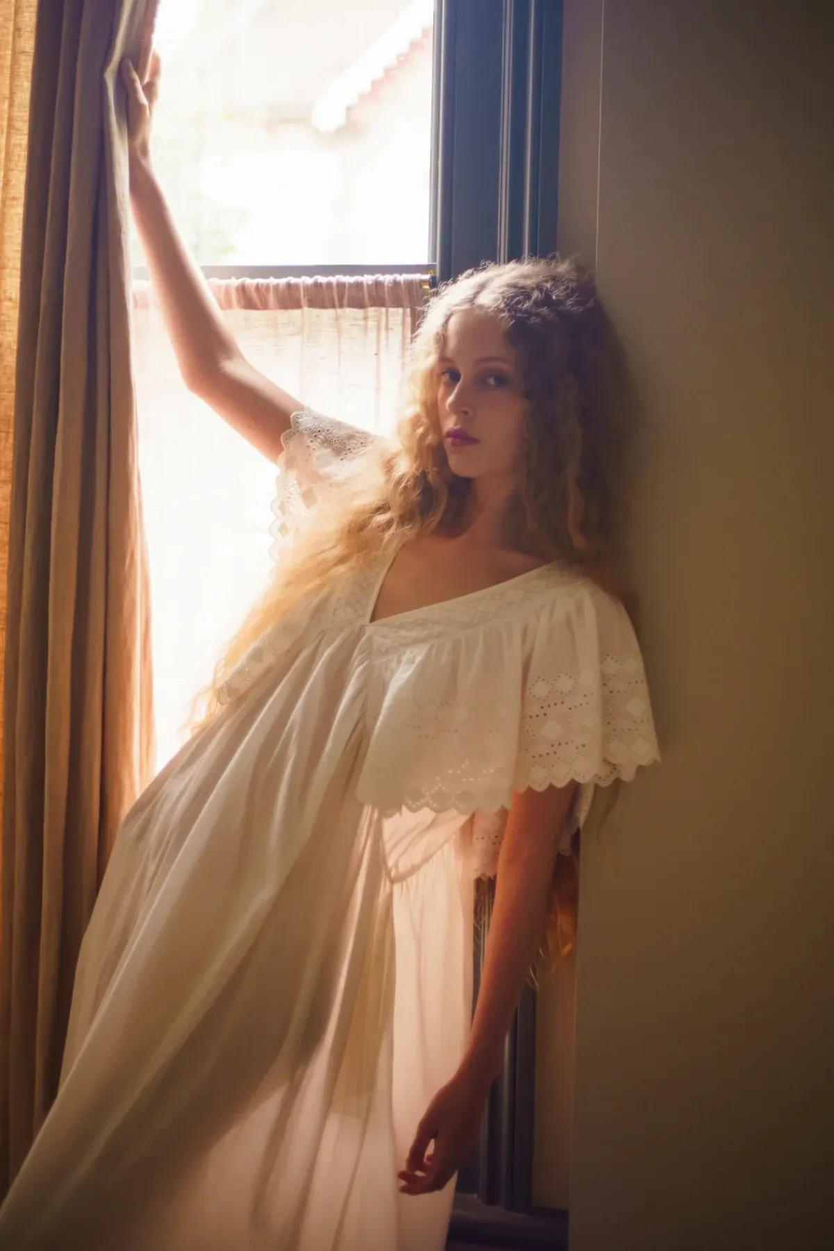 Faune Camelia Cotton Voile Dress in Vintage White