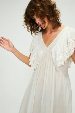 Faune Camelia Cotton Voile Dress in Vintage White