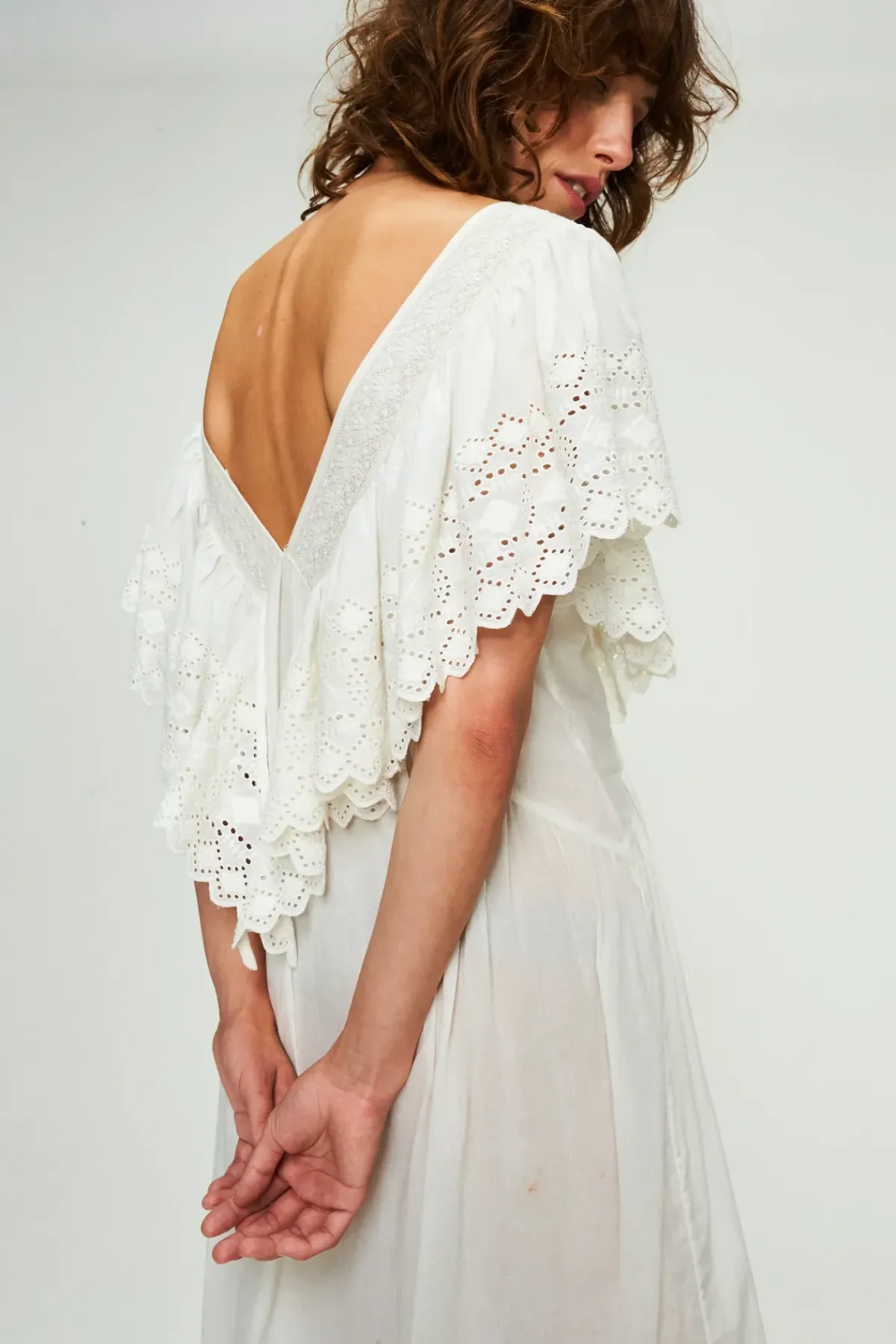 Faune Camelia Cotton Voile Dress in Vintage White