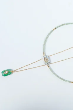 Hanka Inside Pendant in Strawberry Green Quartz