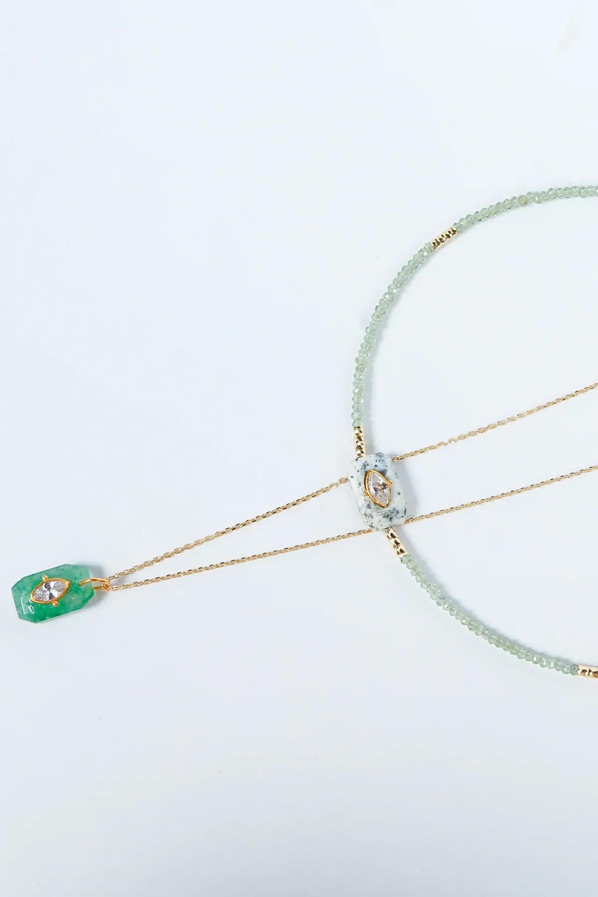 Hanka Inside Pendant in Strawberry Green Quartz