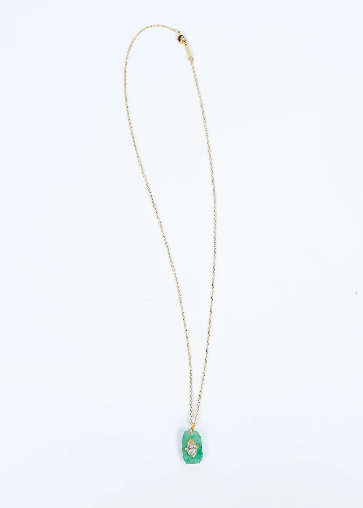 Hanka Inside Pendant in Strawberry Green Quartz