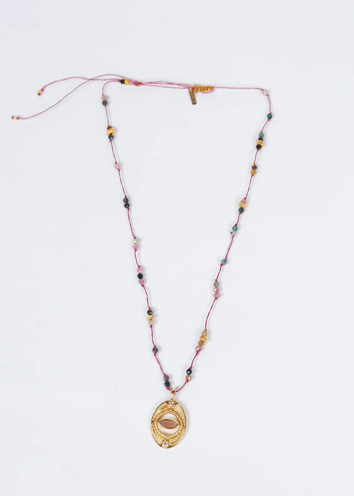 Hanka Isis Cordon in Tourmaline, Strawberry Rose Quartz