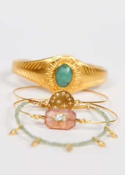 Hanka Osiris Bangle in Raw Emerald