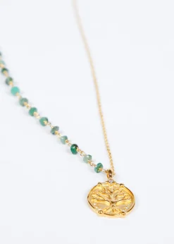 Hanka Sharm Double Necklace in Raw Emerald and Zirconium